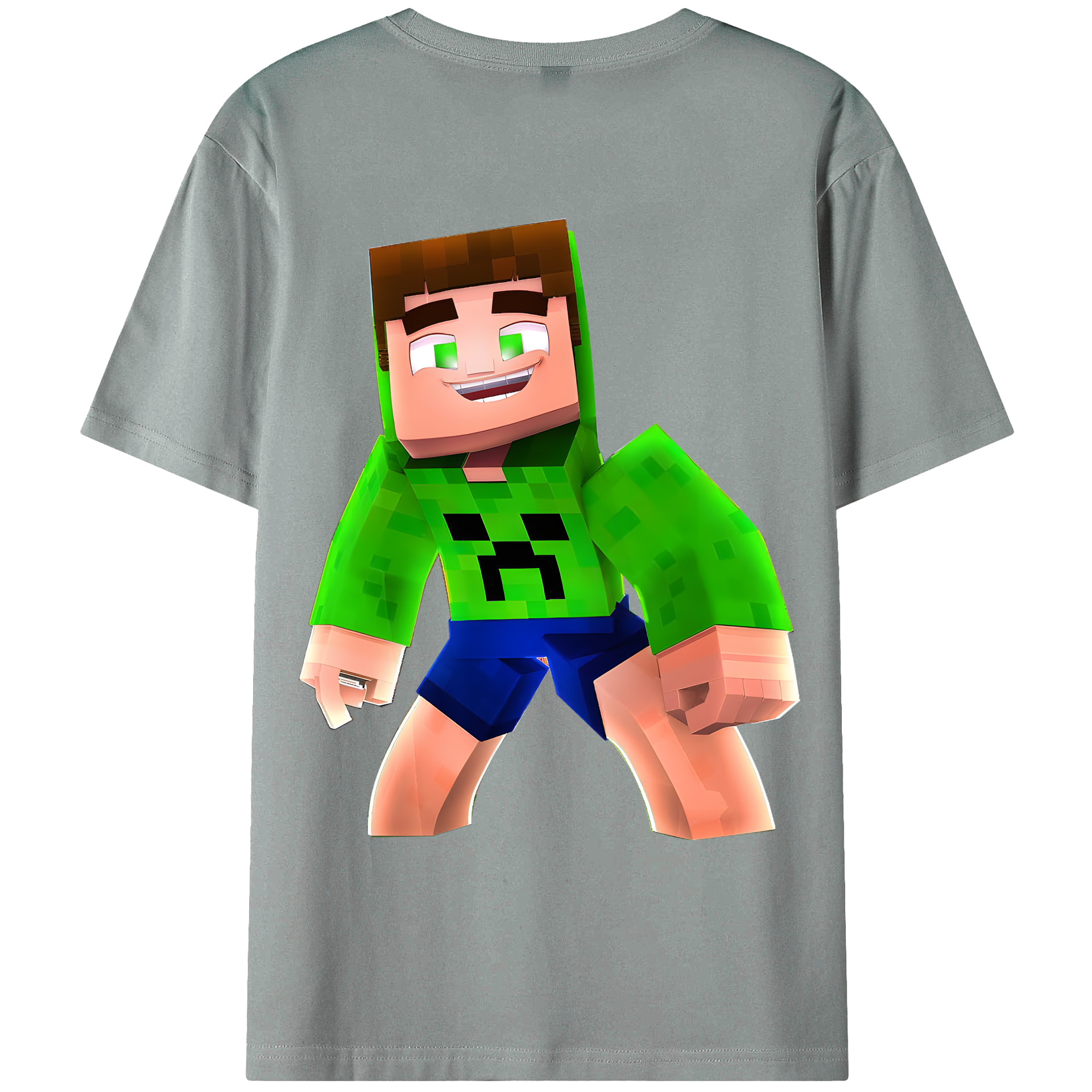（画像用） マインクラフト ブロックの世界 Minecraft MC Block world 綿100％ メンズ半袖Tシャツ（バックプリント） 通気性